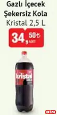 KRİSTAL GAZLI İÇECEK ŞEKERSİZ KOLA 2,5 L